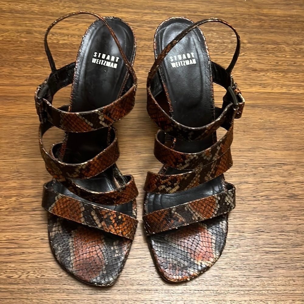 Stuart Weitzman snake print heels